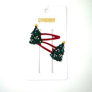 Gymboree Christmas Tree Hair Clips - Red and Green New!